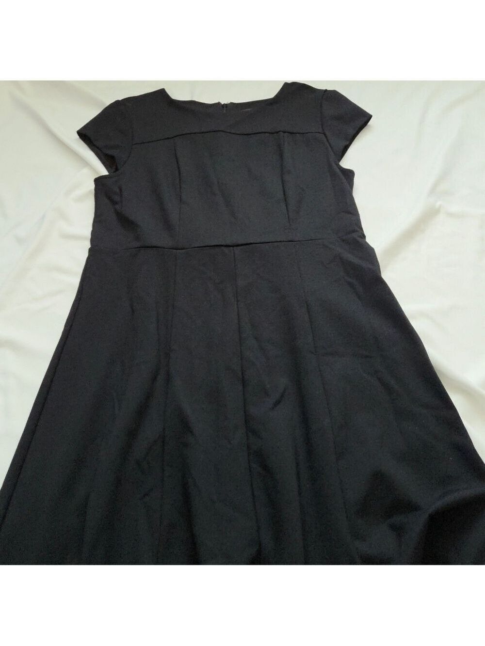 Ann Taylor Black Fit & Flare Dress Vest Short Sleeve Longline Size 10